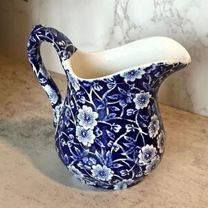 Vintage Royal Crownford Calico Blue and white creamer milk pitcher must see
